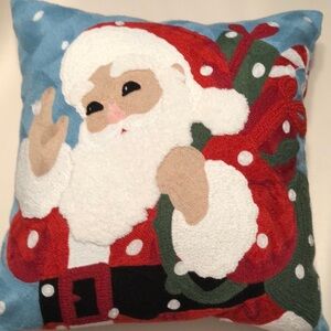 Pier 1 embroidered 16” 16” x 6” Santa Pullow